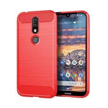 Чохол Lenuo Carbon Fiber для Nokia 4.2 Red 201375 фото