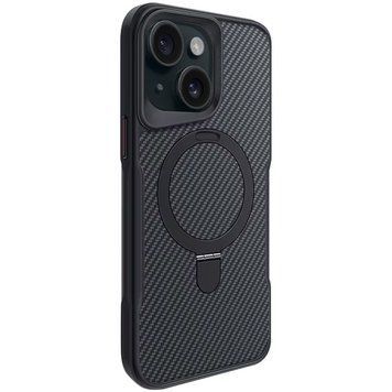 TPU+PC чохол Metal Buttons with MagSafe Carbon Ring для Apple iPhone 15 (6.1") Чорний 73484 фото